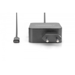 Ładowarka sieciowa zasilacz 1x USB-C PD 3.0 max. 65W zintegrowany kabel 1,2m Czarna