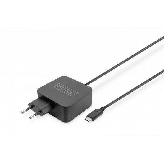 Ładowarka sieciowa zasilacz 1x USB-C PD 3.0 max. 65W zintegrowany kabel 1,2m Czarna