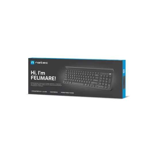 Klawiatura Felimare US bluetooth + 2.4GHz Slim, uchwyt na        telefon/tablet czarna 