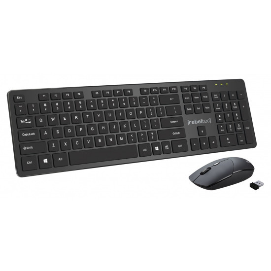Zestaw bezprzewodowy klawiatura + mysz MAXIM 2,4GHz, zasięg 10m nano odbiornik USB 104 klawisze QWERTY 