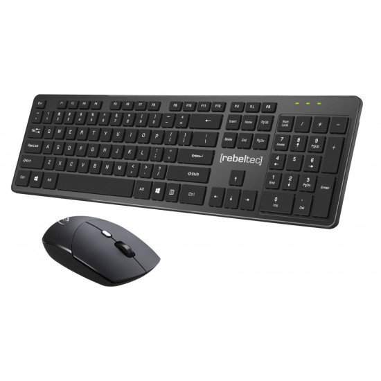 Zestaw bezprzewodowy klawiatura + mysz MAXIM 2,4GHz, zasięg 10m nano odbiornik USB 104 klawisze QWERTY 