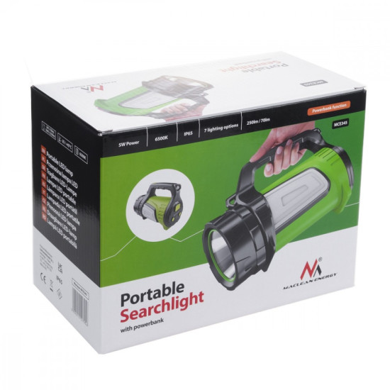 Latarka akumulatorowa 3w1 szperacz LED USB MCE345 