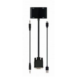 Konwerter sygnału VGA do HDMI + VGA czarny, 15 cm