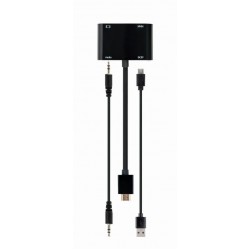 Adapter HDMI męski do HDMI żeński + VGA żeński z audio i dodatkowym portem zasilania
