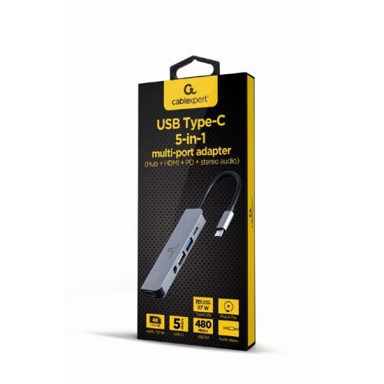 Adapter USB-C 5w1, PD, HDMI, Audio, USB 3.1, USB 2.0