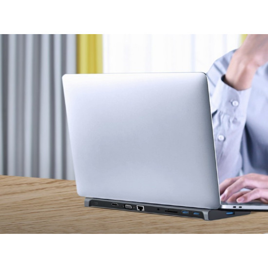 Hub USB-C PD GbE VGA HDMI 3xUSB 3.1 czytnik kart SD