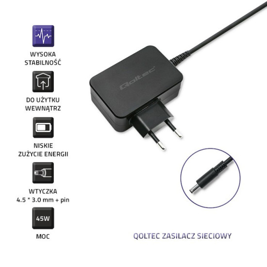 Zasilacz do laptopów Dell | 45W | 19.5V | 2.31A | 4.5*3.0+pin  