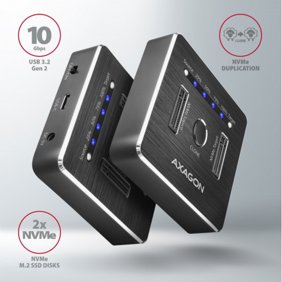 ADSA-M2C Stacja dokująca, USB-C 3.2 Gen 2 - 2x M.2 NVMe SSD CLONE MASTER