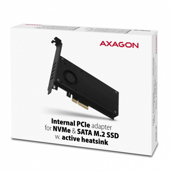 PCEM2-DC Adapter wewnętrzny PCIe x4, 1x M.2 NVMe M-key + 1x SATA B-key slot, chłodnica, SP & LP + radiator