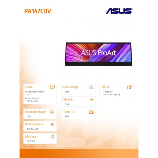 Monitor 14 cali PA147CDV BK/5MS/EU/HDMI+TYPEC*2