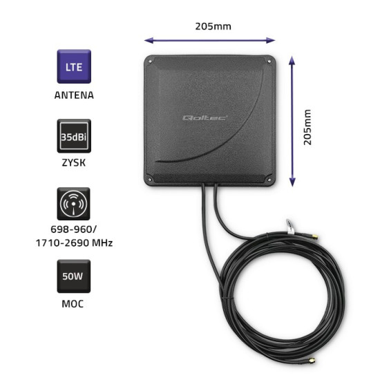 Antena 4G LTE DUAL MIMO booster | 35dBi | 50W | 2xSMA męski 