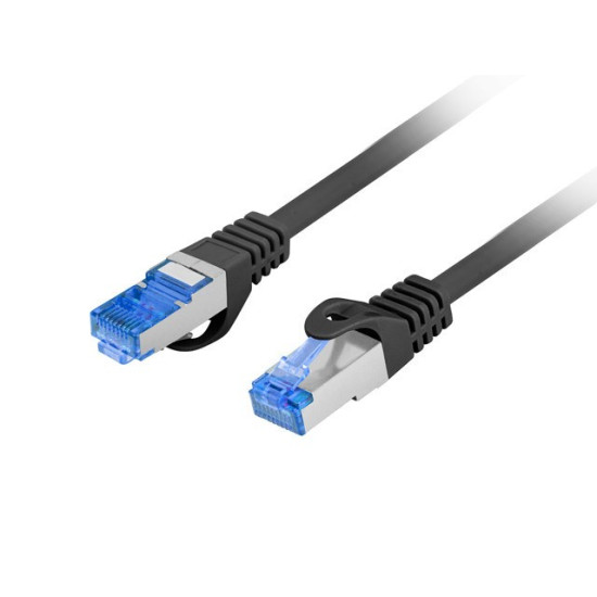 Patchcord kat.6a S/FTP LSZH CCA 0.25m czarny fluke 