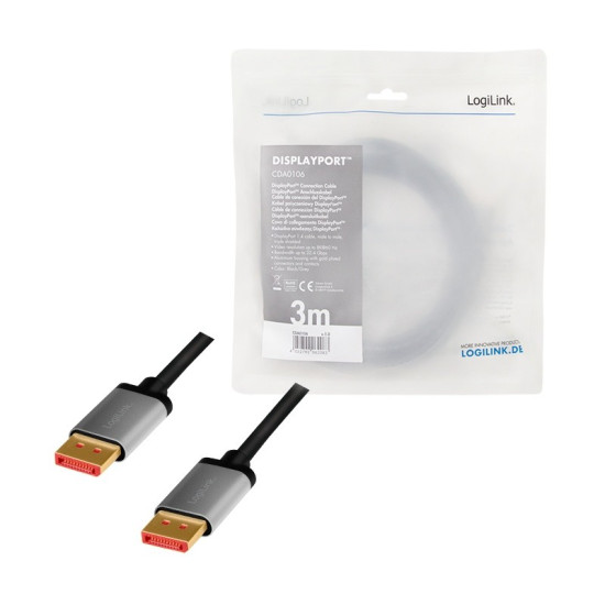 Kabel DisplayPort 8K/60 Hz,DP/M do DP/M aluminium 3m 