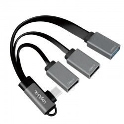 Hub USB 3.2, USB-C/M 90, do 3xUSB-A/F, 0.15m 