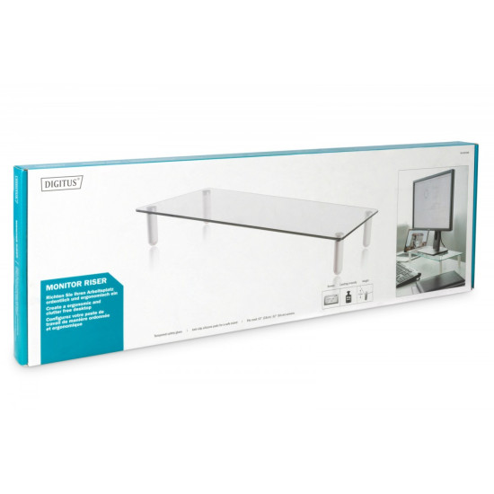 Szklana podstawa dla monitora, powierzchnia robocza: 56x21cm, max. obciążenie: 20kg