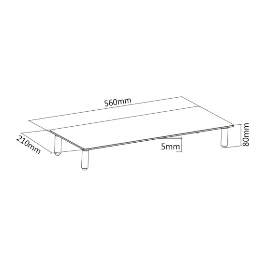 Szklana podstawa dla monitora, powierzchnia robocza: 56x21cm, max. obciążenie: 20kg