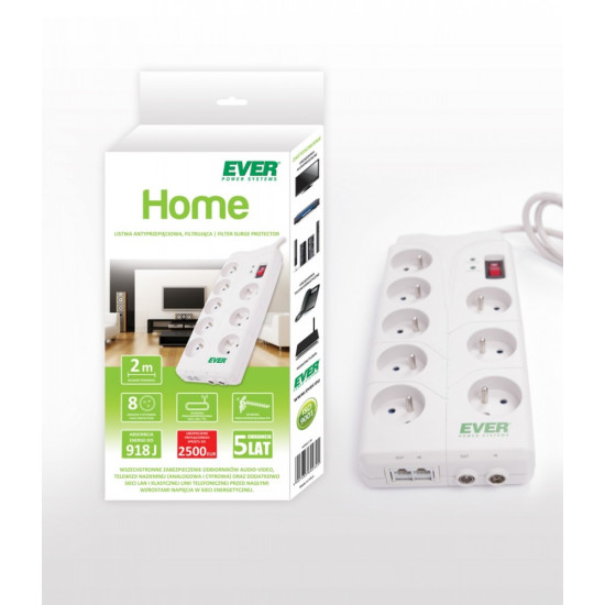 Listwa Home  2M USB  8 gniazd Filtrująca