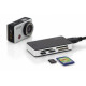 Czytnik kart 5-portowy USB 3.0 SuperSpeed, All-in-one, Czarno-srebrny