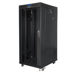 Szafa rack stojąca 19 cali 27U 800x1200 czarna drzwi szklane LCD FLAT PACK 