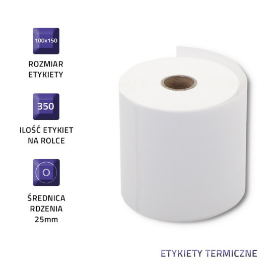 Etykiety termiczne | 100 x 150 mm | 350 sztuk