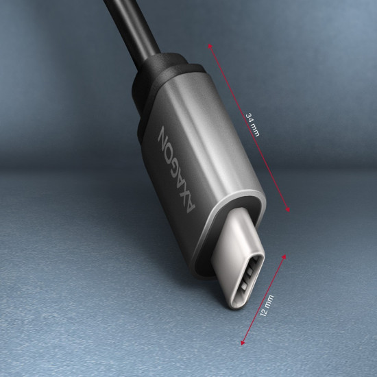 Kabel adapter RUCM-AFAC USB 3.2 Gen 1 Type-C samiec -> Type-A żeńska, 0,2m, 3A, ALU