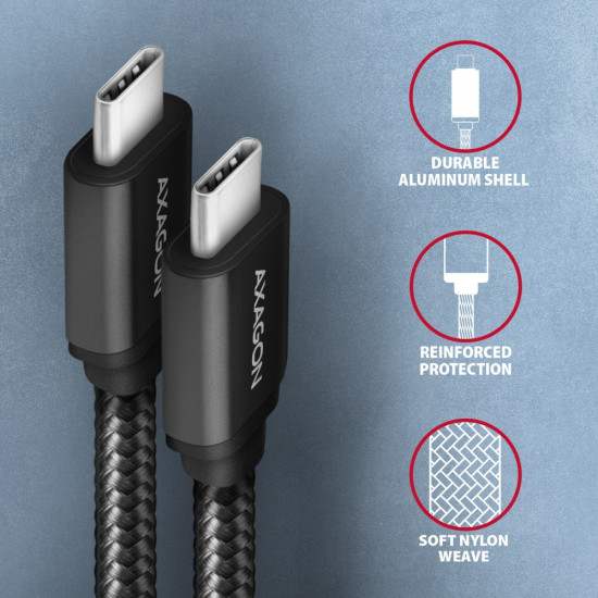 BUCM3-CM30AB Kabel USB-C  USB-C, 3.0m, PD 60W, 3A, ALU, oplot, czarny