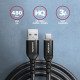 BUCM-AM15AB Kabel USB-C   USB-A, 1.5m, USB 2.0, 3A, ALU, oplot, Czarny