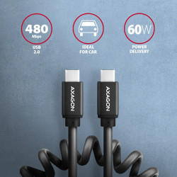Kabel BUCM-CM10TB Twister USB-C   USB-C, 0,6m, USB 2.0, 2.4A, ALU, PVC Czarny