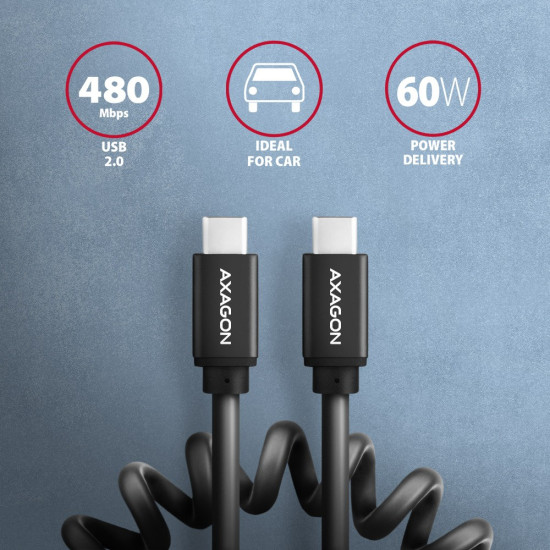 Kabel BUCM-CM10TB Twister USB-C   USB-C, 0,6m, USB 2.0, 2.4A, ALU, PVC Czarny