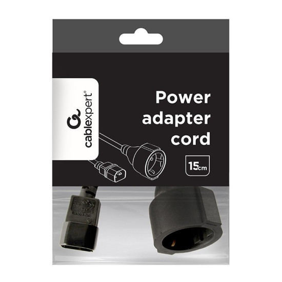 Adapter zasilania IEC320 C14->SCHUKO(F) 15 cm 