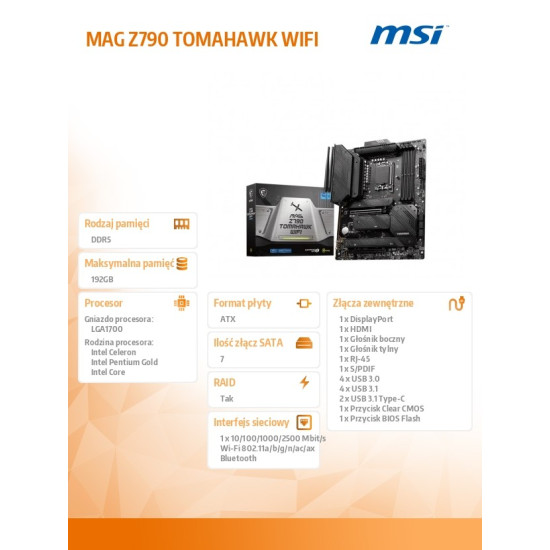 Płyta główna MAG Z790 TOMAHAWK WIFI s1700 4DDR5 DP/HDMI ATX 