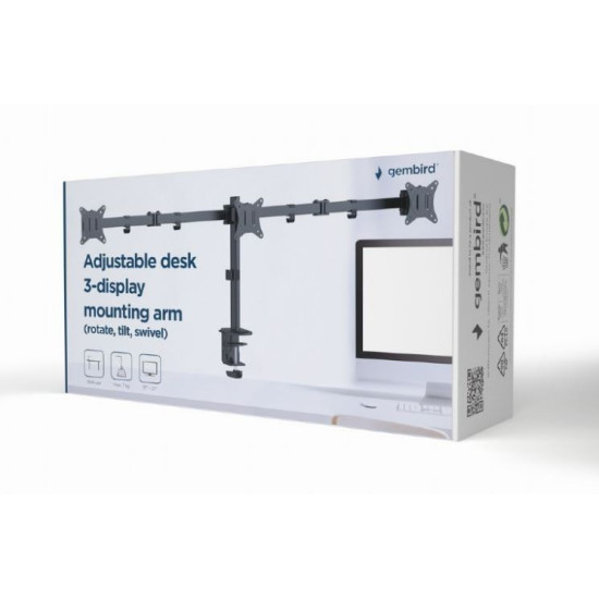 Ramię dla trzech monitorów biurkowe  (regulowane), 17 cali- 27 cali, do 7kg