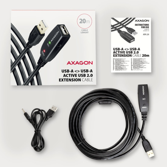 Kabel ADR-220 USB 2.0 A-M -> A-F aktywny kabel przedłużacz/wzmacniacz 20m