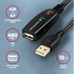Kabel ADR-210 USB 2.0 A-M -> A-F aktywny kabel przedłużacz/wzmacniacz 10m