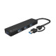 Hub USB-C 4 porty Mayfly czarny + adapter USB-A 
