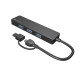 Hub USB-C 4 porty Mayfly czarny + adapter USB-A 