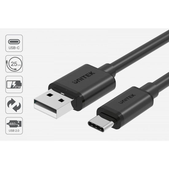 Kabel USB-C - USB-A 2.0; 2M; M/M; C14068BK 