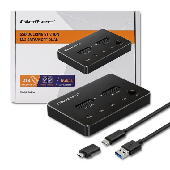 Stacja dokujca dysków 2x SSD M.2 SATA | NGFF | USB typ C 
