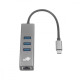 Adapter USB C - RJ45 + 3xUSB A - 1000 Mb/s 