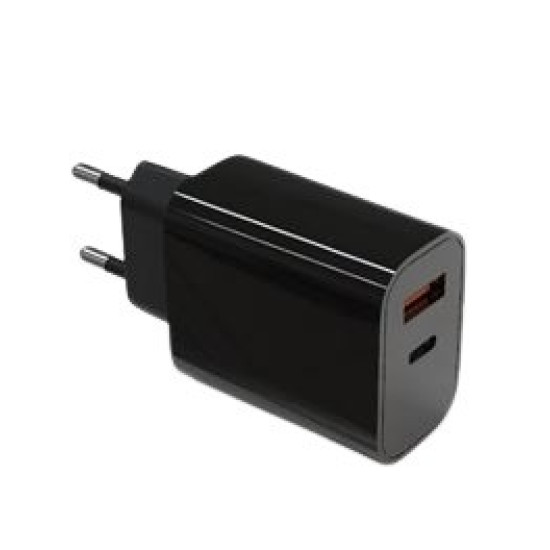 Ładowarka sieciowa 2x3A USB C + USB A czarna