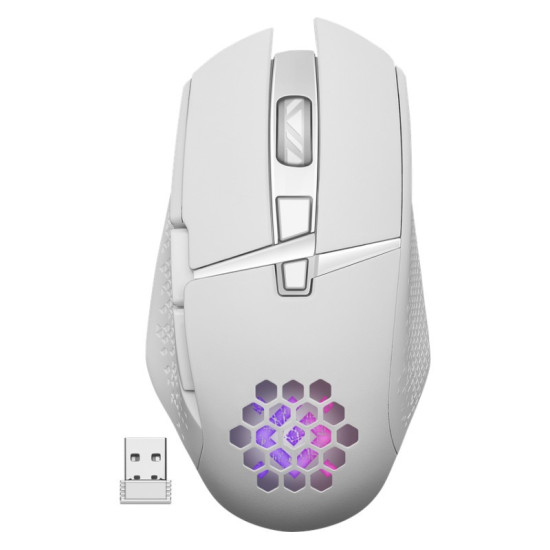 Mysz gamingowa bezprzewodowa Glory GM-514 RGB 7P 1200/2400/3200 DPI Biała 