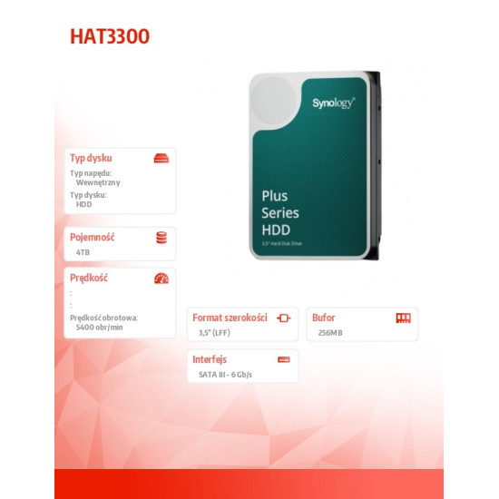 Dysk HAT3300-4T 4TB 3,5 SATA 6 Gb/s 5400rpm 3Y