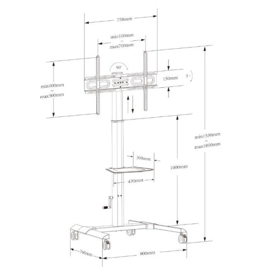 Stojak Mobilny LCD/LED 32-70cali, 40kg z półką