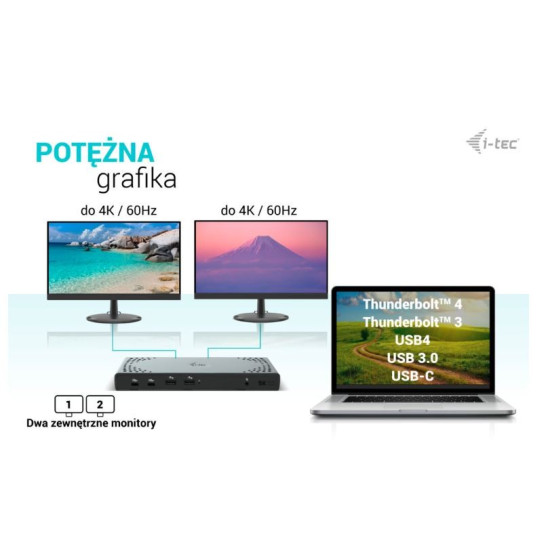 Stacja dokująca USB 3.0 / USB-C / Thunderbolt 3 Dual Display Gen2 + Power Delivery 100W 