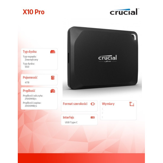 Dysk SSD Pro X10 4TB USB-C 3.2 Gen2 2x2