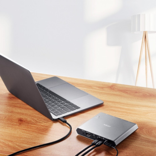 Przełącznik 2-Port 4K DP USB-C KVM Dock Switch with Power 