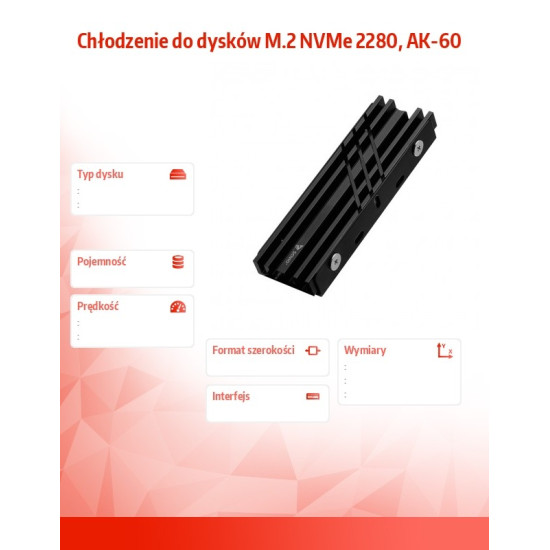 Chłodzenie do dysków M.2 NVMe 2280, AK-60