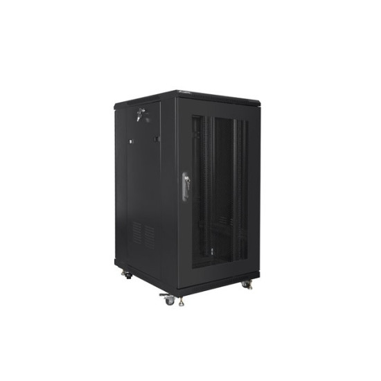 Szafa stojąca 19 cali 22U 600x800 drzwi perforowane, czarna