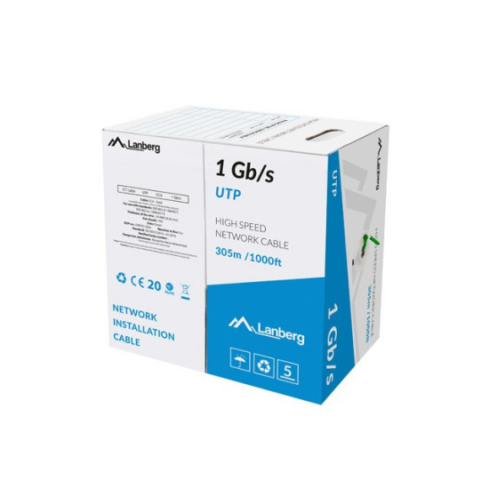 Kabel LAN UTP 1GB/S 305M drut CCA zielony