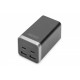 Ładowarka sieciowa uniwersalna, zasilacz GaN, 4 porty 2x USB-C 2x USB-A PD 3.0 65W Czarna